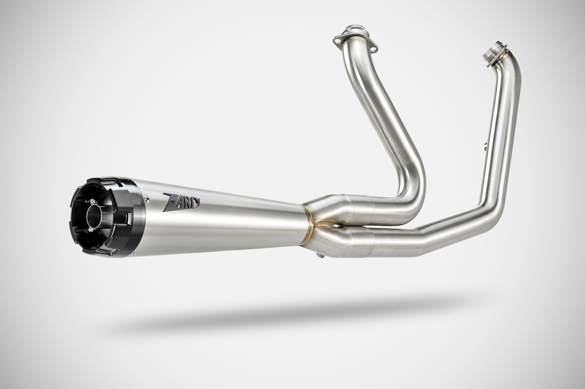 Kit Completo Zard 2>1 Acciaio Inox Omologato Satinato con fondello in alluminio per HARLEY DAVIDSON BREAKOUT 117 2016-2024