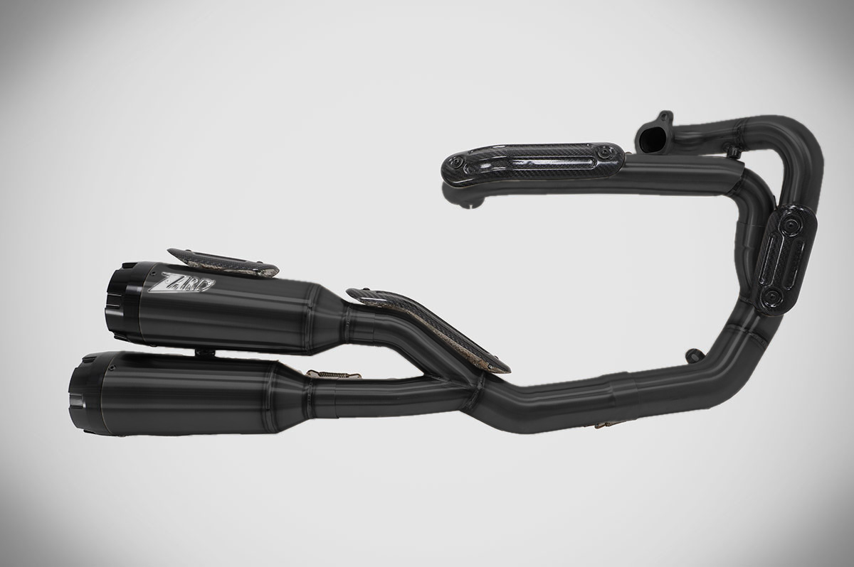 Kit Completo Zard 2>1>2 Acciaio Inox Racing Nero con fondello in alluminio per HARLEY DAVIDSON NIGHTSTER 975 2021-2024