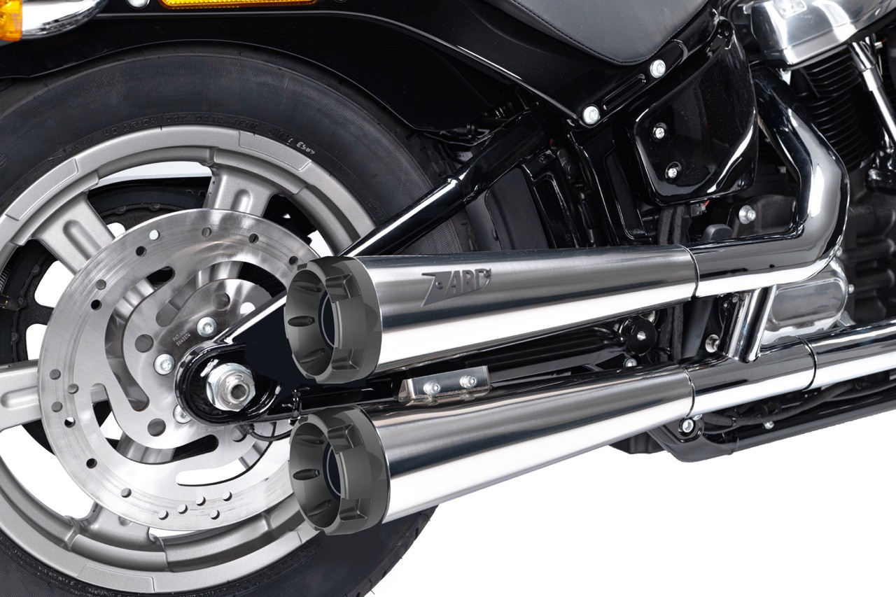 Slip-On Zard Acciaio Inox Lucidato Racing con fondello alluminio per HARLEY DAVIDSON SOFTAIL M8 2016-2024