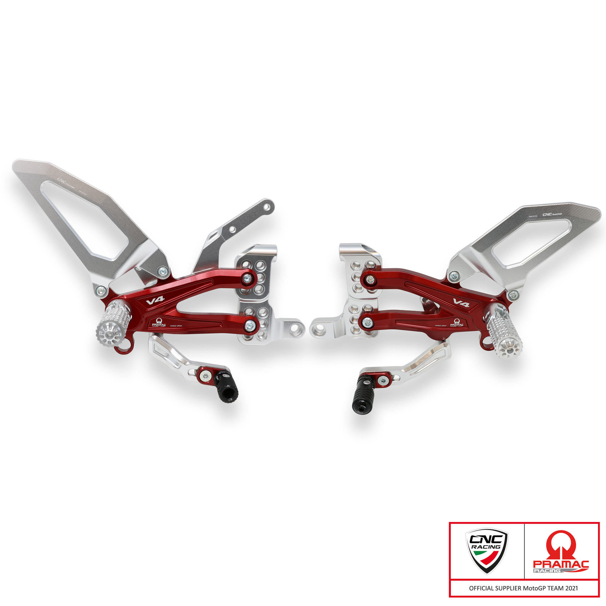 Pedane regolabili CNC Racing Pramac Racing Limited Edition per DUCATI PANIGALE V4 R 2019-2023