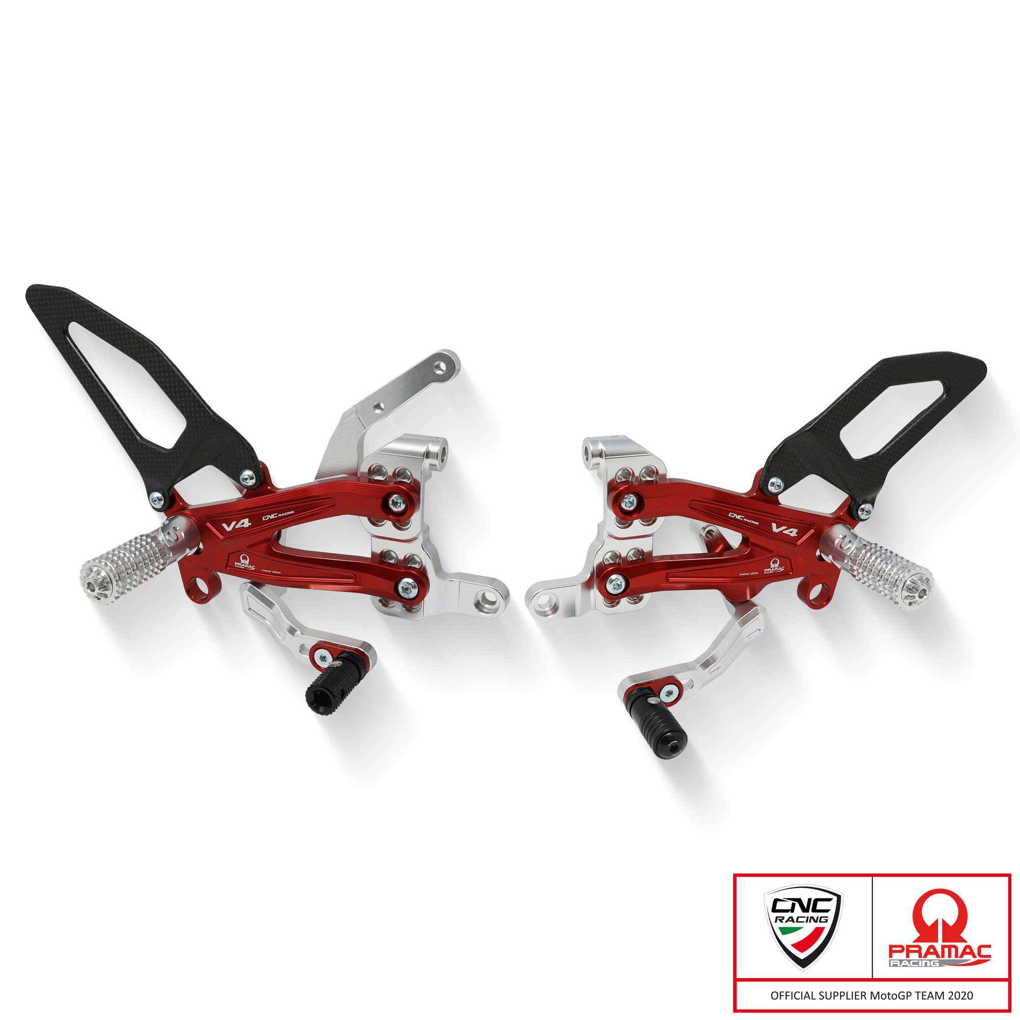 Pedane regolabili CNC Racing Carbon Pramac Racing Limited Edition per DUCATI PANIGALE V4 R 2019-2023
