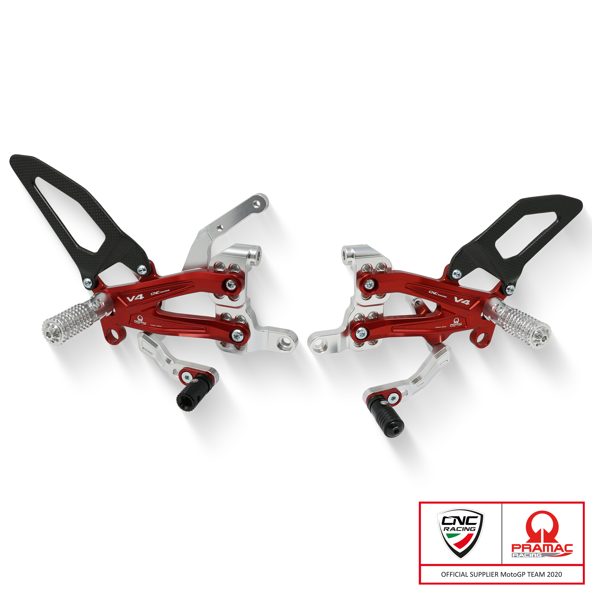 Pedane regolabili CNC Racing Carbon Pramac Racing Limited Edition per DUCATI STREETFIGHTER V4 /S 2020-2023