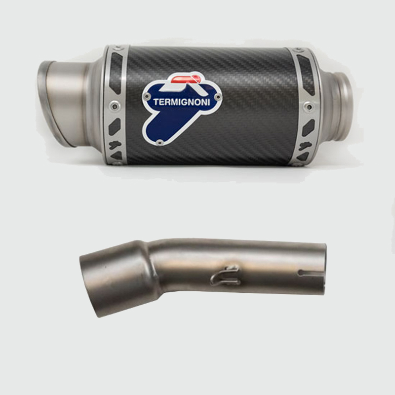 Kit Silenziatore Termignoni Gp Classic Racing in Carbonio con fondello in Acciaio Inox e tubo di raccordo incluso per KAWASAKI NINJA 400 2018-2020
