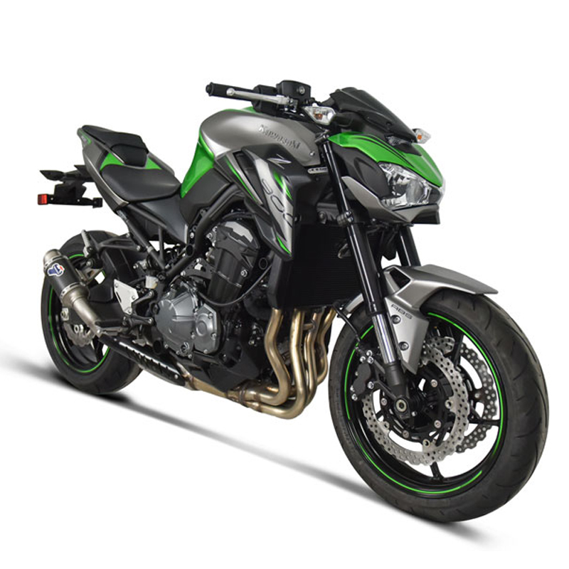 Kit Silenziatore Termignoni Gp Classic Racing in Carbonio con fondello in Acciaio Inox con tubo di Raccordo e Paracalore per KAWASAKI Z 900 2017-2020