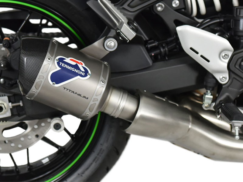 Kit Silenziatore Termignoni Relevance D70 Racing in Titanio con fondello in Carbonio e tubo di raccordo incluso per KAWASAKI Z 900 RS 2018-2020