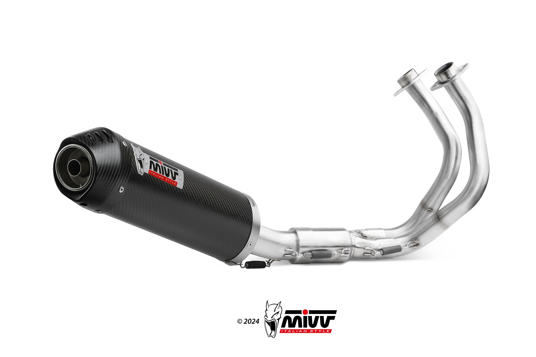 Scarico completo 2-1 Omologato ECE se provvisto di catalizzatore Mivv OVAL Carbonio con fondello in carbonio per KAWASAKI NINJA 650 2024-2025