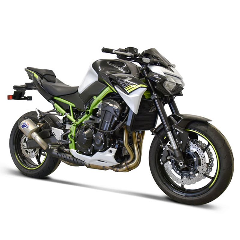 Kit Silenziatore Termignoni Relevance D70 Racing in Titanio con fondello in Carbonio con Tubo di Raccordo e Paracalore per KAWASAKI Z 900 2020-2022