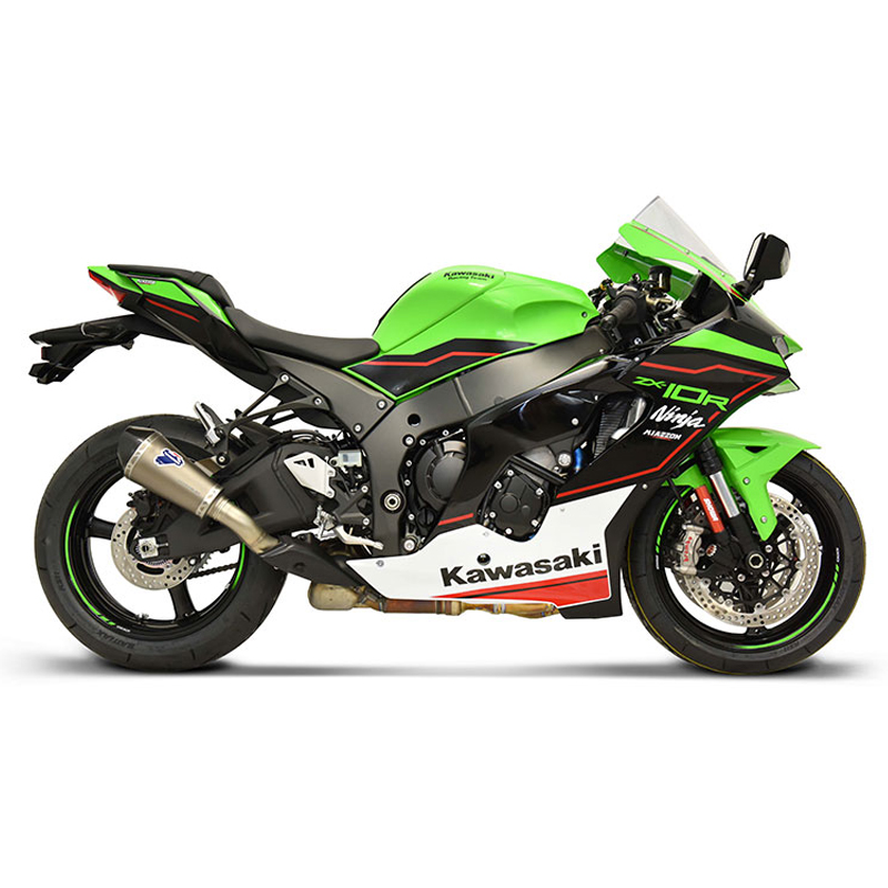 Kit Silenziatore Termignoni Racing in Titanio con fondello in carbonio e tubo di raccordo incluso per KAWASAKI ZX 10 R/RR 2020-2024