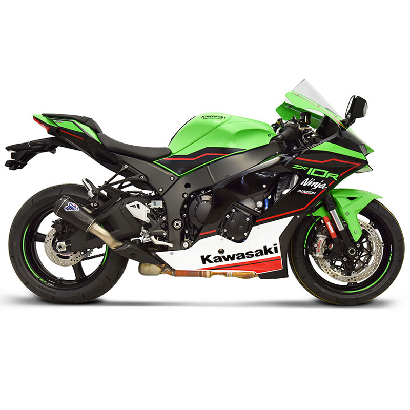 Kit Silenziatore Termignoni GP2R Racing in Titanio Nero con fondello in Carbonio e tubo di raccordo incluso per KAWASAKI ZX 10 R/RR 2021-2024