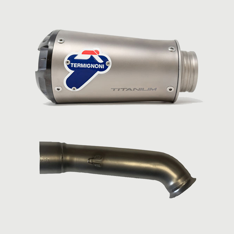 Kit Silenziatore Termignoni GP2R-RHT Racing in Titanio con fondello in Alluminio e tubo di raccordo incluso per KTM DUKE 390 2017-2019