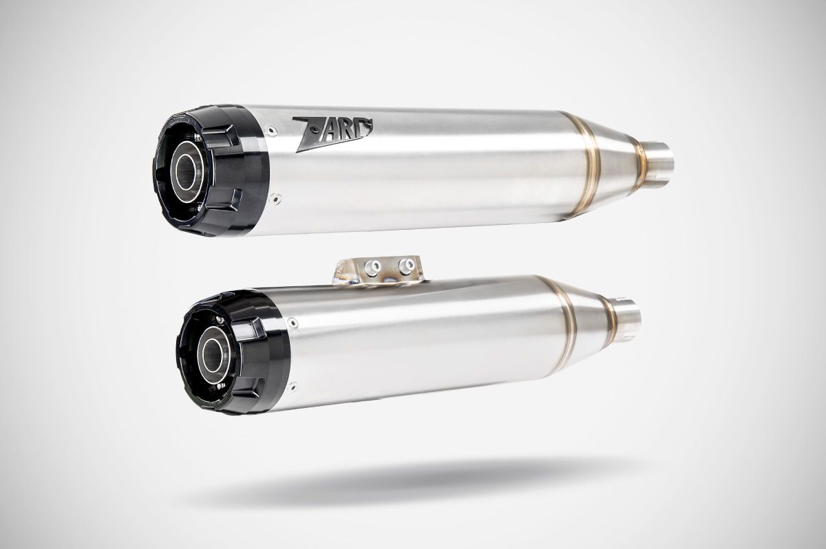 Slip-On Zard "SOVRAPPOSTI" Acciaio Inox Satinato Racing Fondello alluminio per HARLEY DAVIDSON SOFTAIL STANDARD 2017-2024