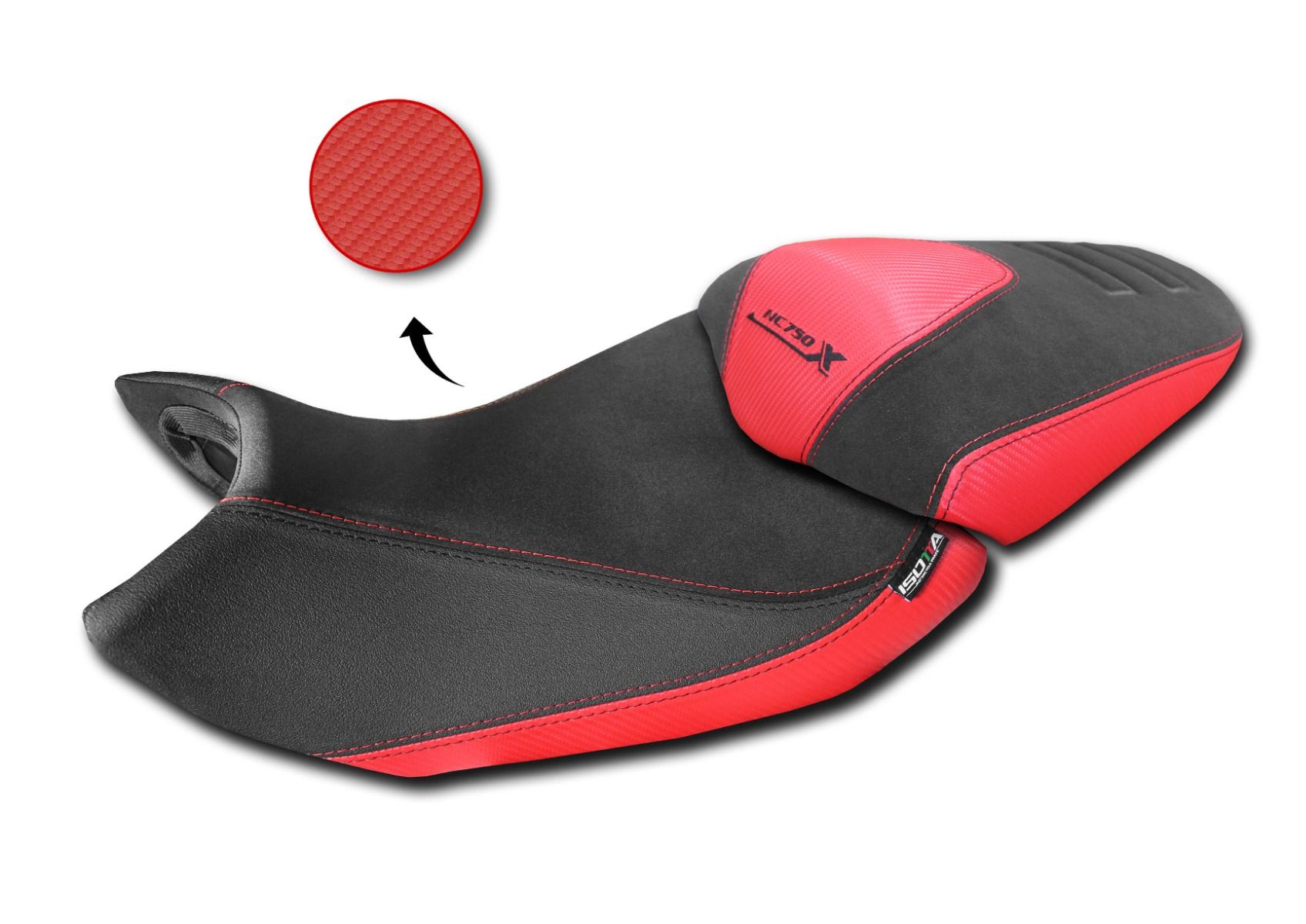 Sella passeggero Nera/Rossa Isotta per HONDA NC750 X 2021-2024