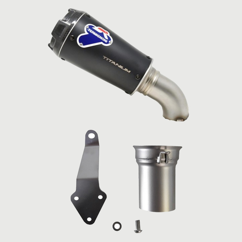 Kit Silenziatore Termignoni GP2R Racing in Titanio Nero con fondello in Carbonio e tubo di raccordo incluso per KTM SUPER DUKE 1290 R 2017-2019