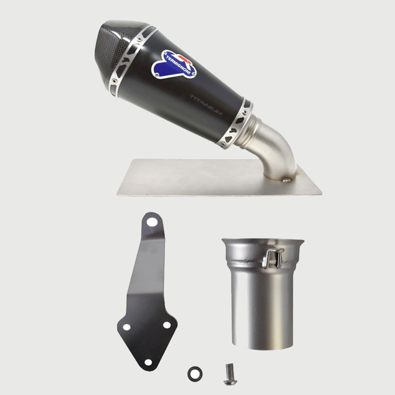 Kit Silenziatore Termignoni Relevance Conico Racing in Titanio Nero con fondello in Carbonio e tubo di raccordo incluso per KTM SUPER DUKE 1290 R 2017-2019