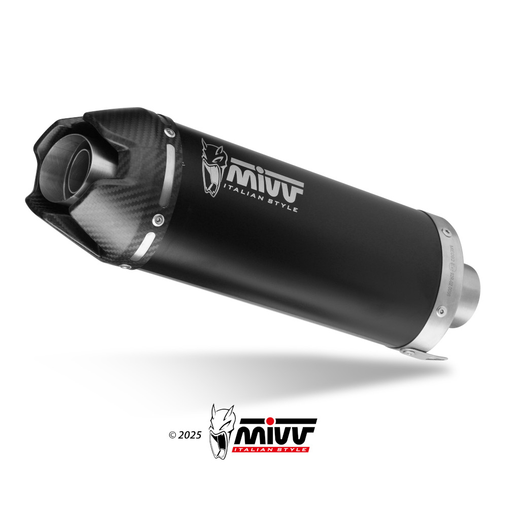 Silenziatore Omologato ECE Mivv AK-1 Nero con fondello in carbonio per KAWASAKI Z500 / SE 2024-2025