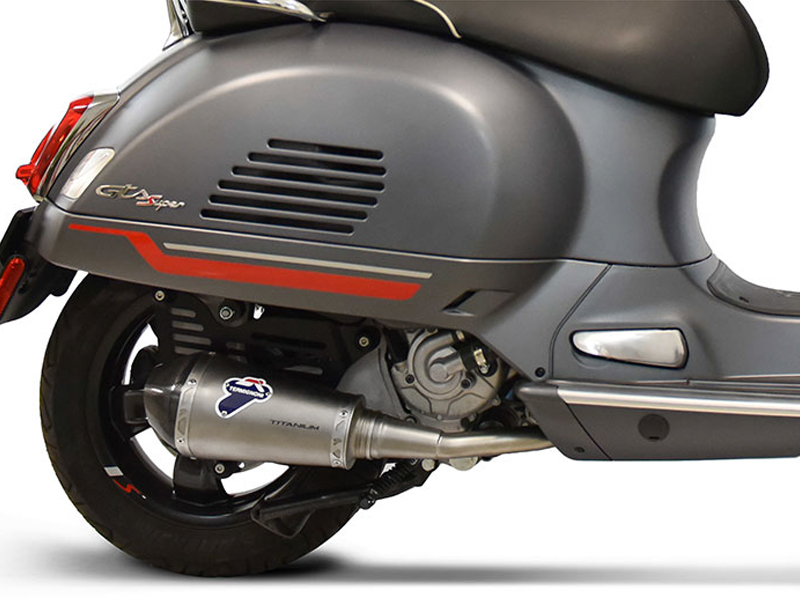 Kit Silenziatore Termignoni Racing in Acciaio Inox con fondello in carbonio e Collettore incluso per VESPA GTS 250 2008-2022