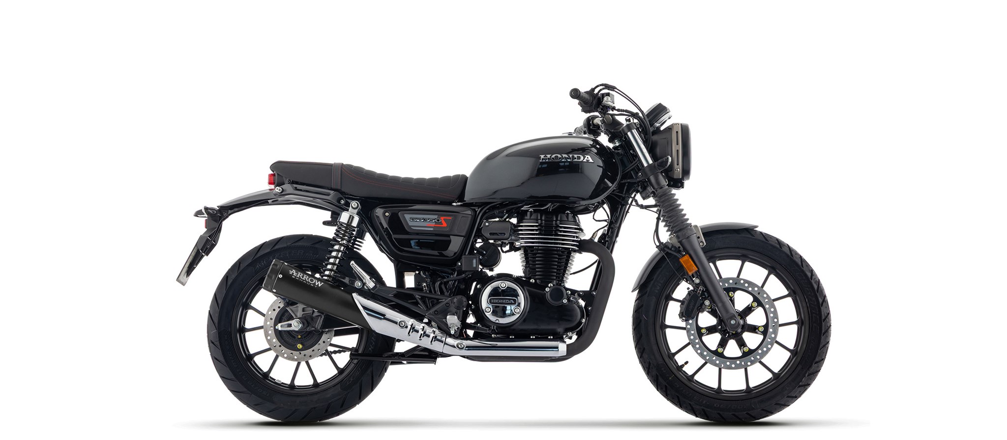 Terminale omologato Arrow Rebel Nichrom Dark fondello alluminio dark per HONDA GB 350 S 2025
