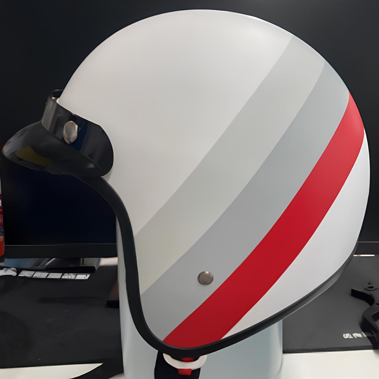 Niu Casco Classic C34 ECE Bianco Rosso e Grigio Taglia L
