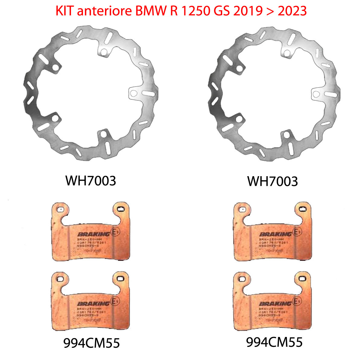 Kit Anteriore Dischi Wave Braking con Pastiglie per BMW R 1250 GS 2019-2023