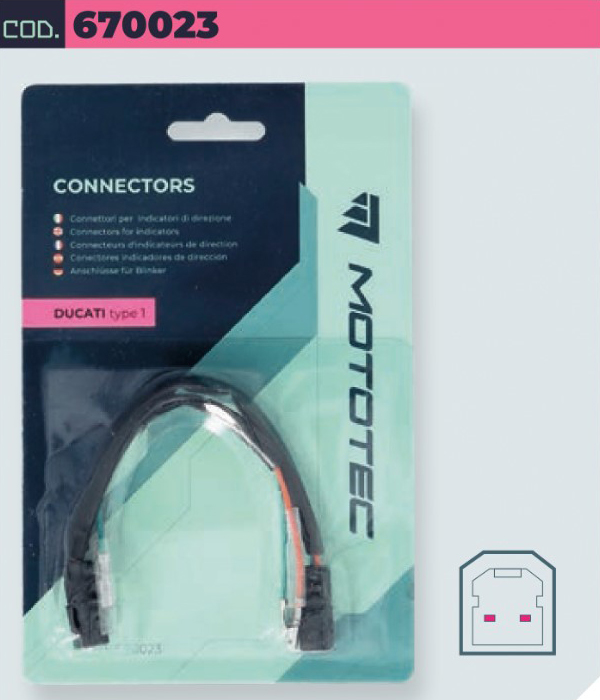 Coppia di Connettori Mototec per Indicatori di Direzione DUCATI Type 1