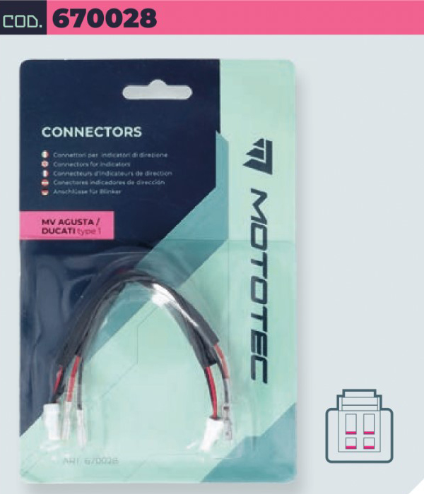 Coppia di Connettori Mototec per Indicatori di Direzione MV AGUSTA/DUCATI Type 1