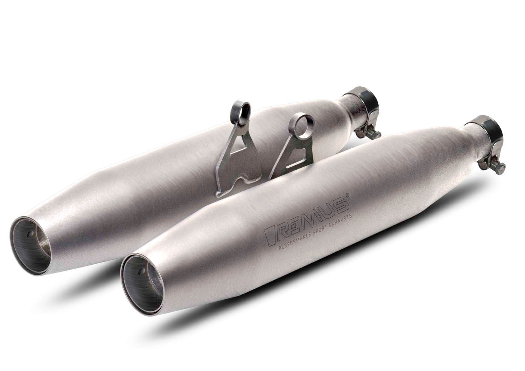Coppia silenziatori Remus Tapered acciaio satinato racing per TRIUMPH SPEED TWIN 1200 2025