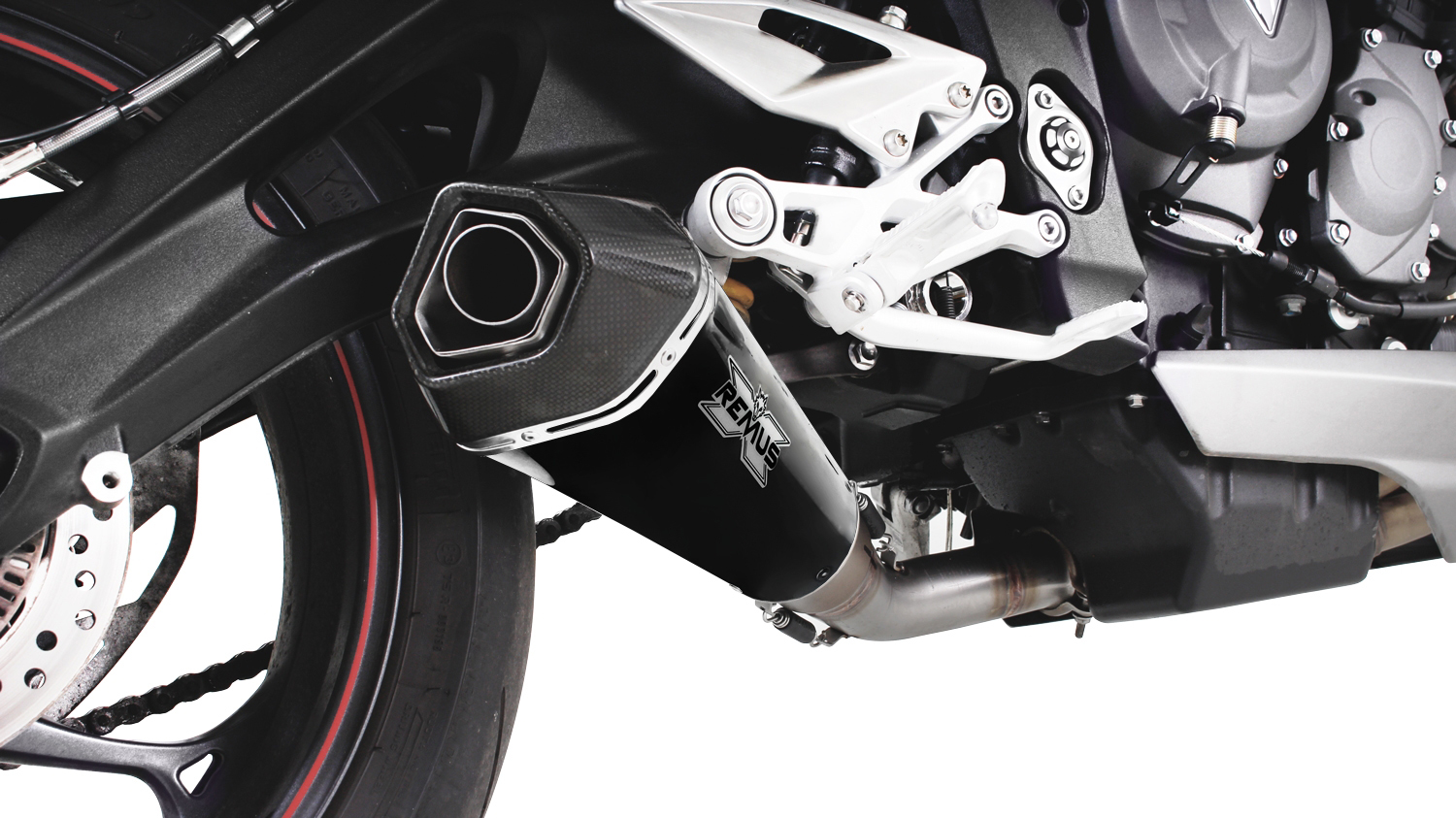 Silenziatore Remus Hypercone acciaio nero omologato per TRIUMPH STREET TRIPLE 765 R/S/RS 2017-2019