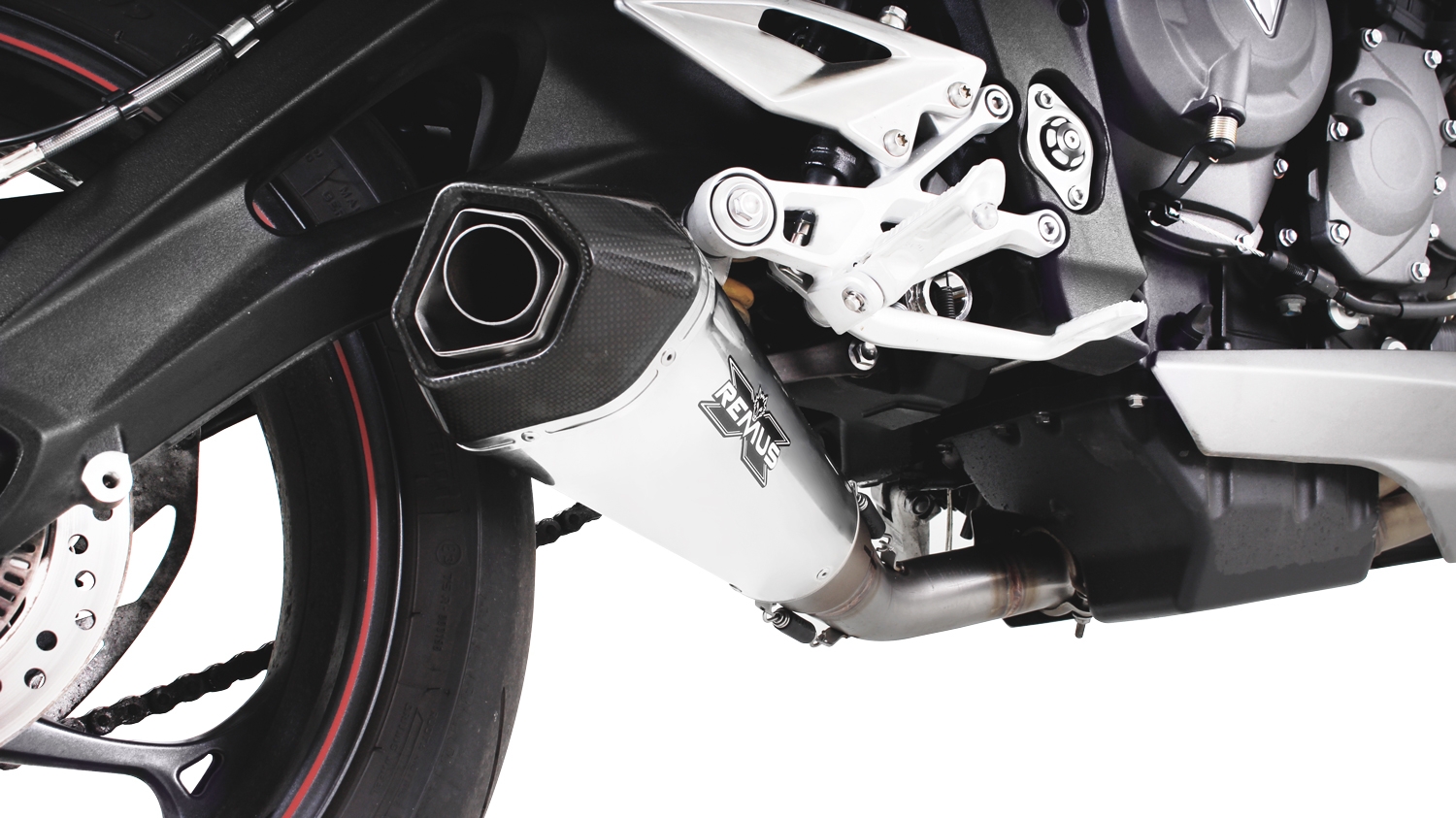Silenziatore Remus Hypercone acciaio satinato racing per TRIUMPH STREET TRIPLE 765 R/S/RS 2017-2019