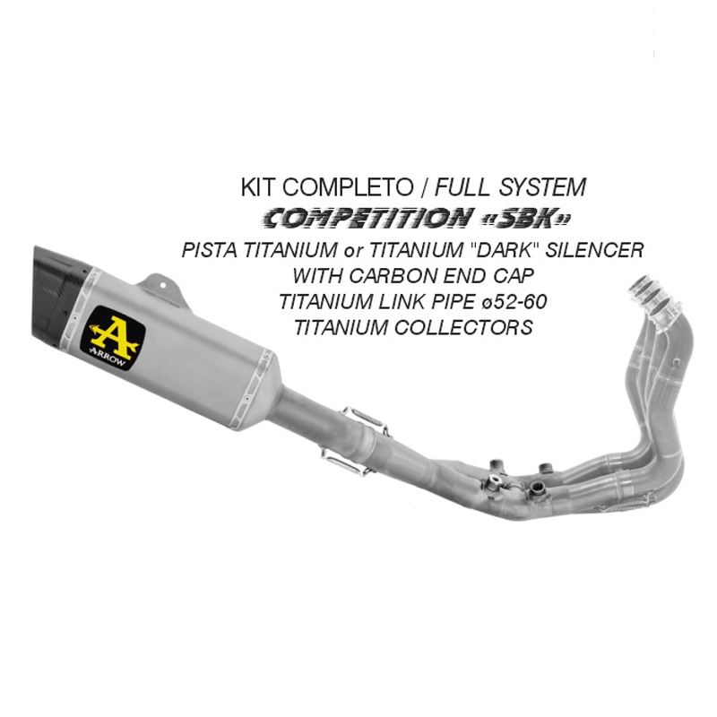 Kit completo Arrow Competition Sbk terminale Pista Titanio Dark full titanium per BMW S 1000 RR 2019-2024
