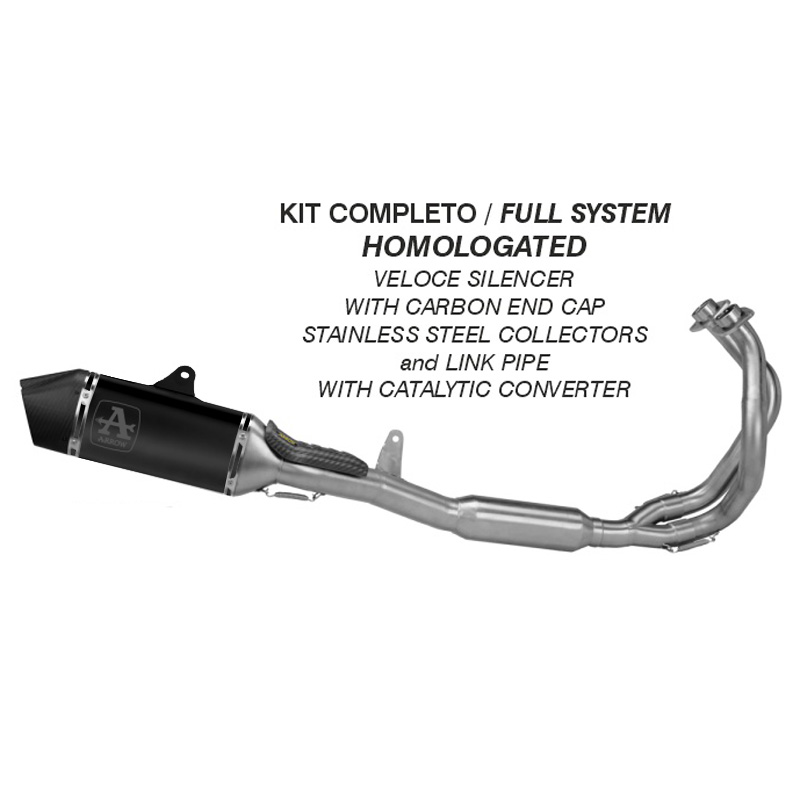 Scarico completo omologato Arrow con terminale Veloce Alluminio Dark per KAWASAKI NINJA 650 (35kW) 2024-2025