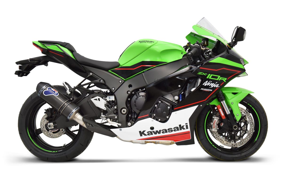 Silenziatore Termignoni Relevance Conico Racing in Titanio con Fodero in Carbonio con Decat Titanio per KAWASAKI ZX-10 R 2020-2024