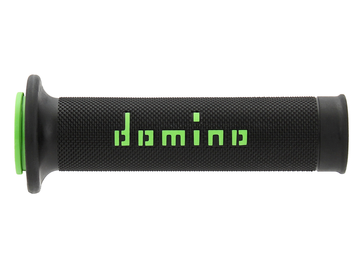 Manopole Domino Racing Nero-Verde Super Soft Forate 126mm