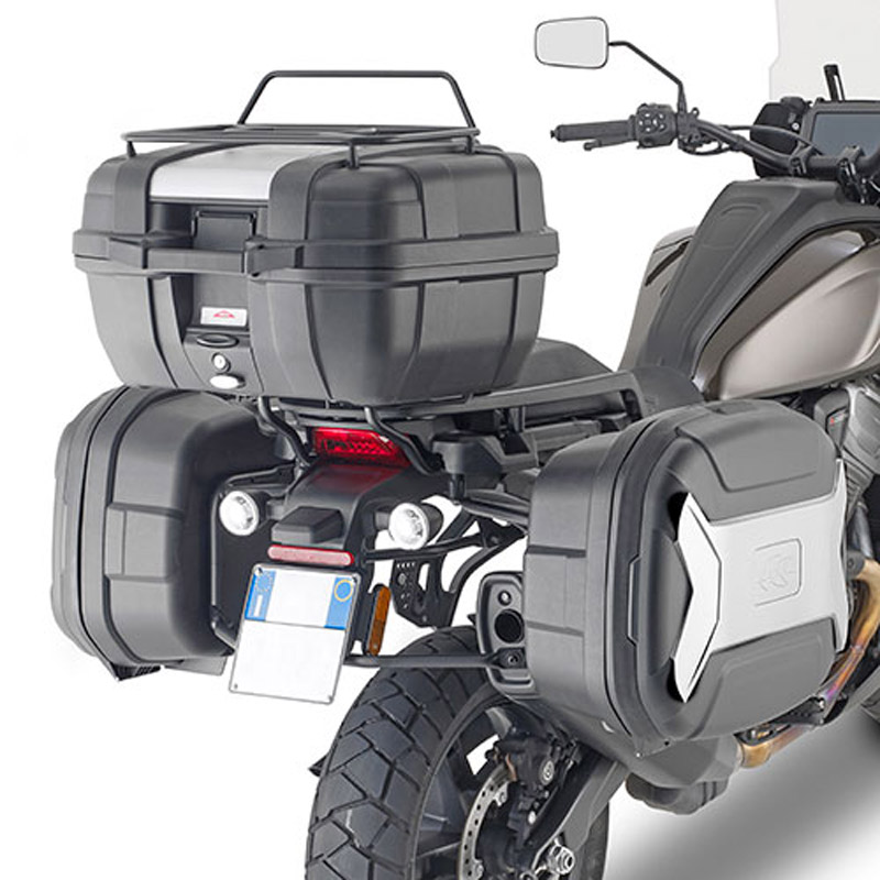 Portavaligie laterale specifico Kappa KL ONE-FIT configurato per valigie MONOKEY per HARLEY DAVIDSON PAN AMERICA 1250 2021-2025