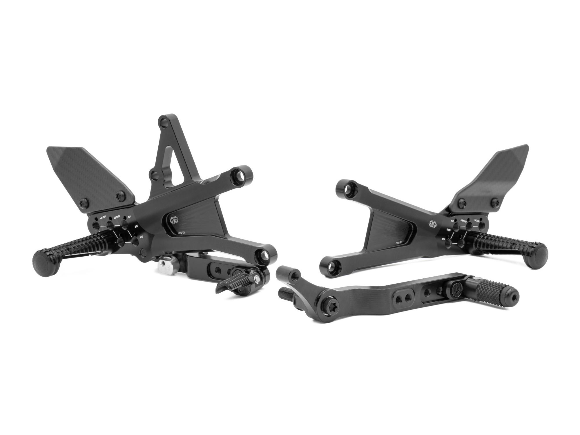 Gruppo Pedane Gilles Tooling FXR2 Nero Racing per TRIUMPH STREET TRIPLE 765 RS 2023-2026