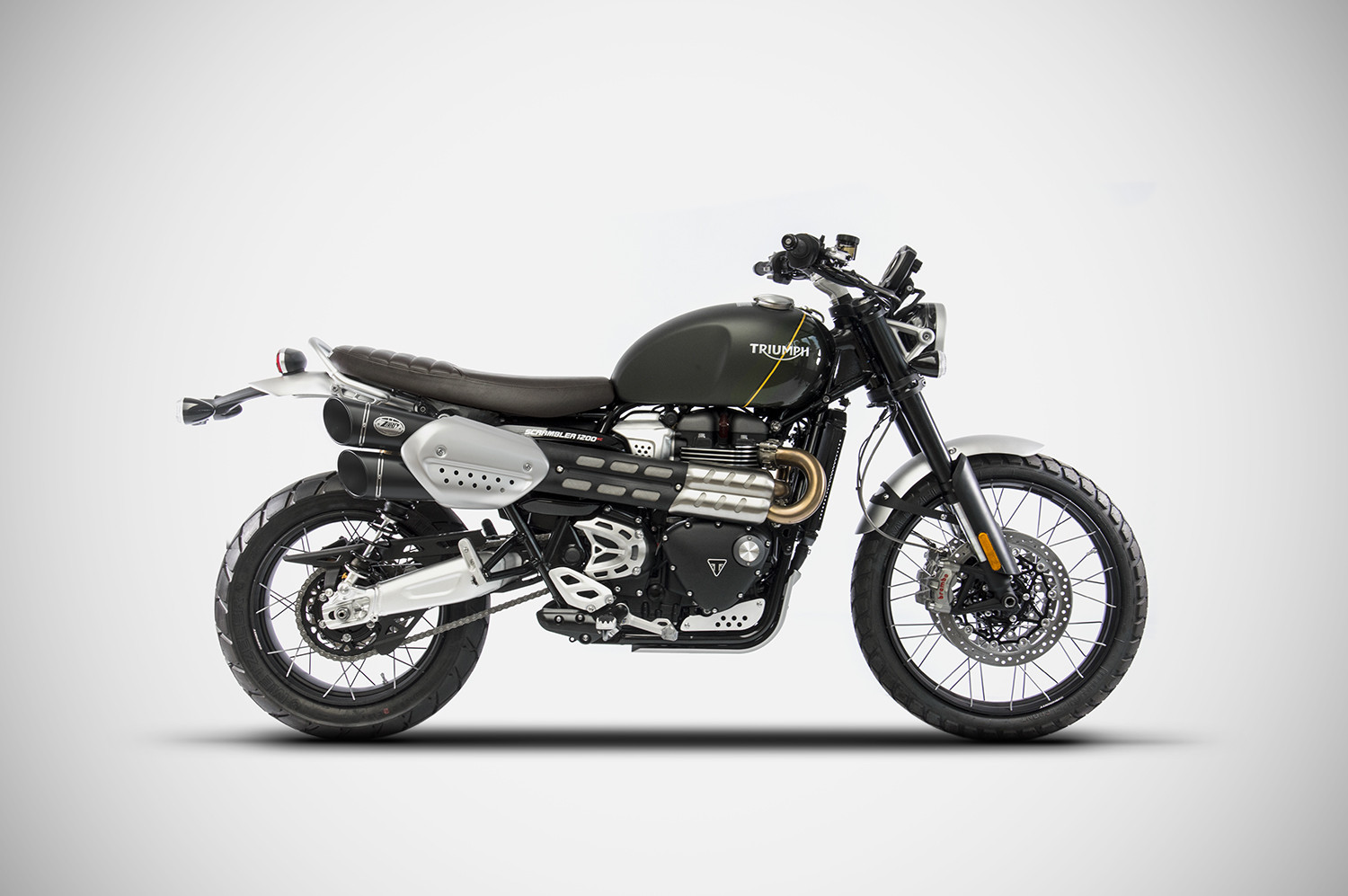 Slip-On Zard Acciaio Inox Nero Racing Fondello Acciaio per TRIUMPH SCRAMBLER 1200 2024-2025