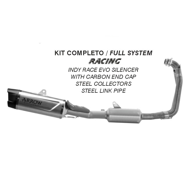 Scarico completo Arrow con terminale racing Arrow Indy-Race Evo Alluminio Dark fondello carbonio per APRILIA RS 660 2025-2026