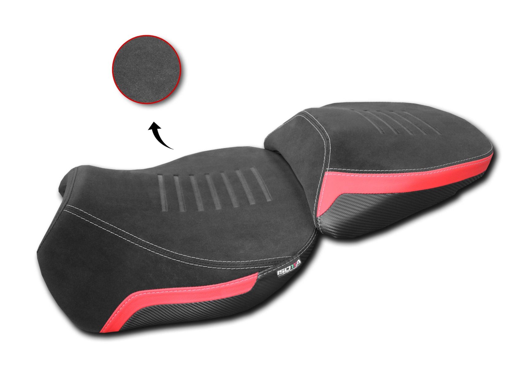 Sella posteriore comfort Nera-Rossa Isotta per DUCATI MULTISTRADA V4 /S 2022-2025