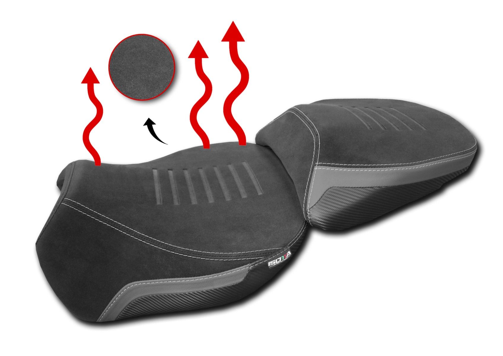 Sella anteriore comfort riscaldata Triple Black Isotta per DUCATI MULTISTRADA V4 /S 2022-2025