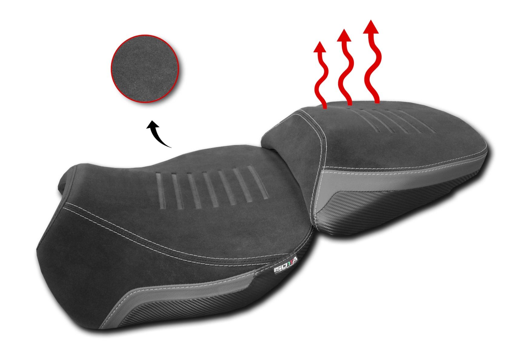 Sella posteriore comfort riscaldata Triple Black Isotta per DUCATI MULTISTRADA V4 /S 2022-2025