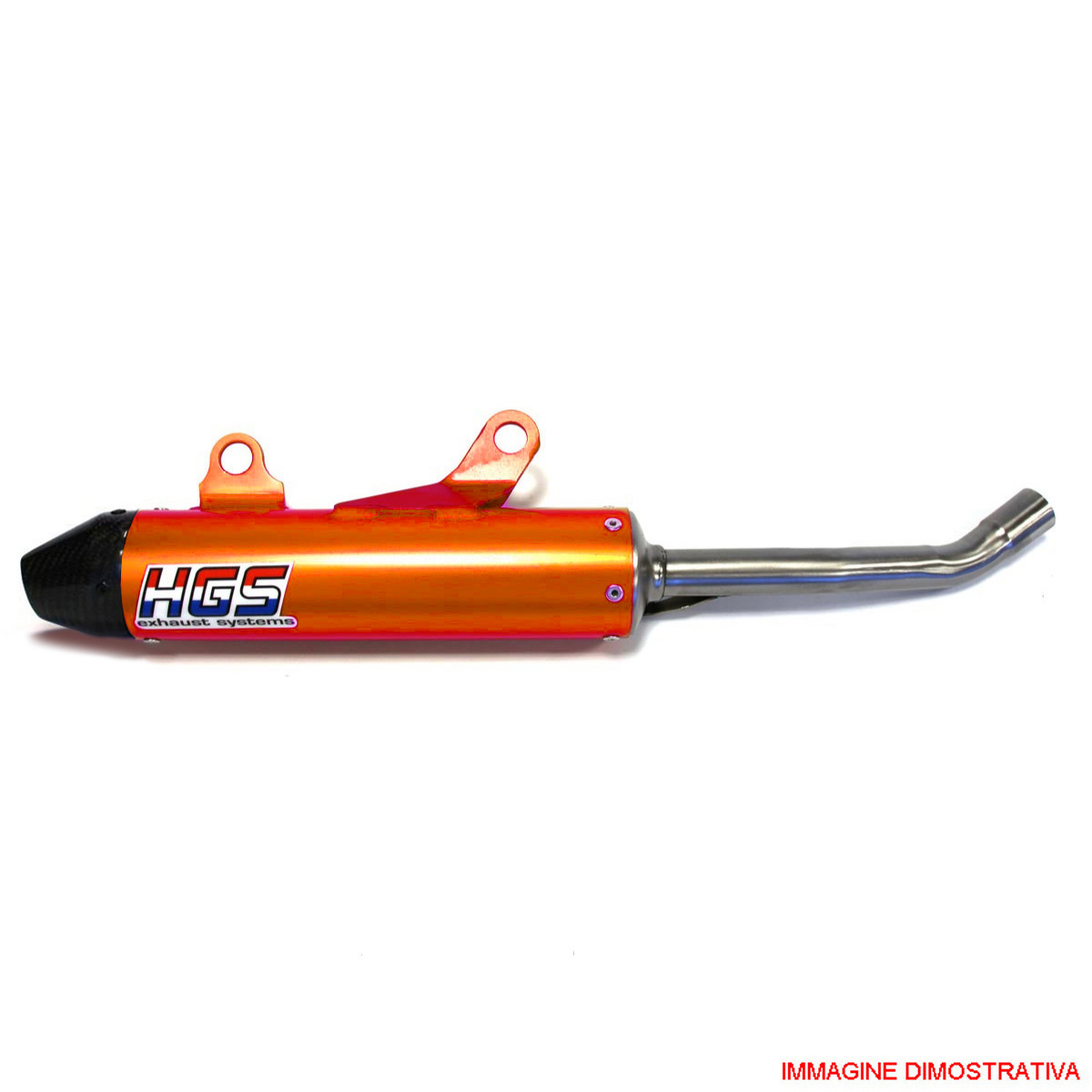 Silenziatore HGS per motori 2 tempi HGS in alluminio arancio con fondello in carbonio per KTM SX 65 2009-2015