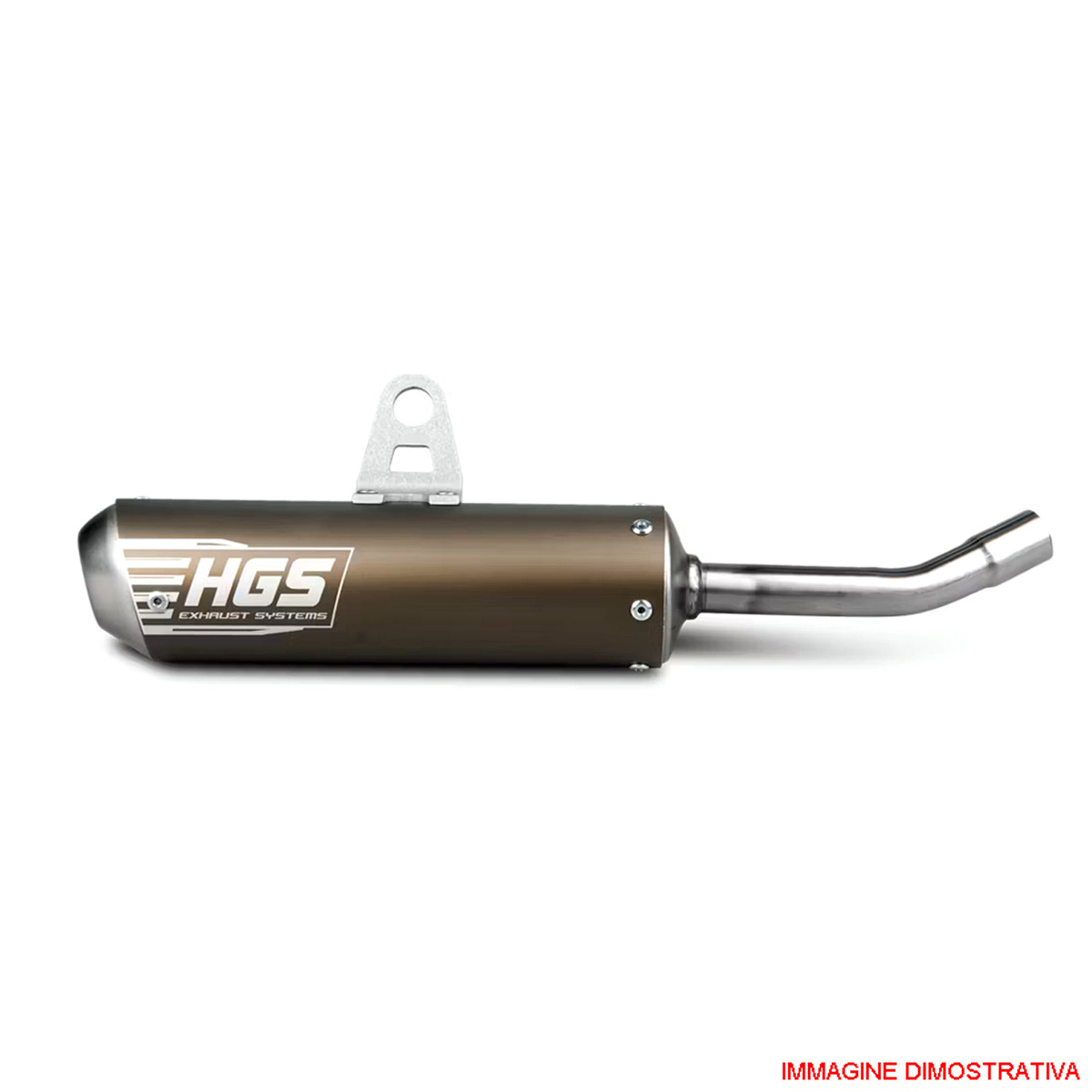 Silenziatore HGS per motori 2 tempi HGS in alluminio grigio con fondello in acciaio per BETA RR 250/300 2020-2026