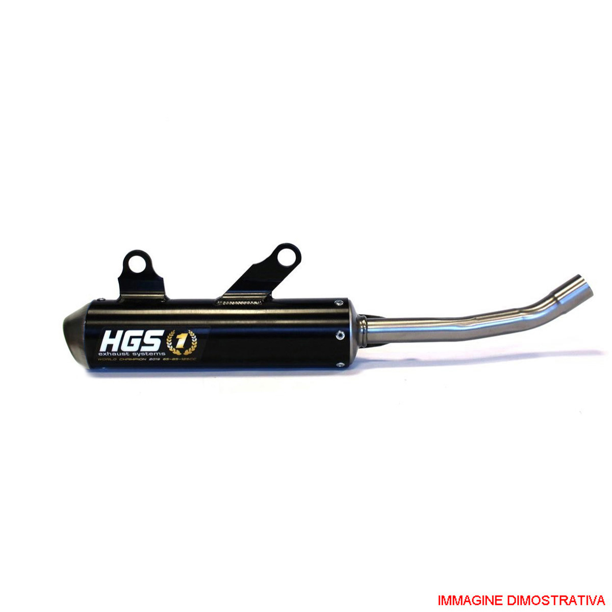 Silenziatore HGS per motori 2 tempi HGS in alluminio nero con fondello in acciaio per YAMAHA YZ 125 2002-2025