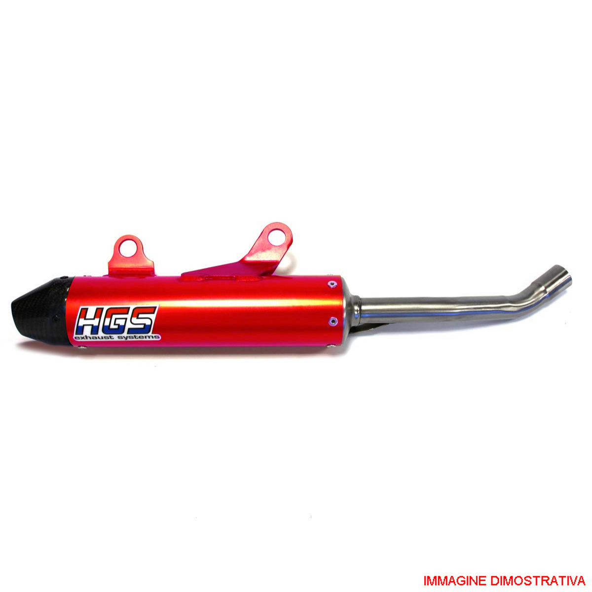 Silenziatore HGS per motori 2 tempi HGS in alluminio rosso con fondello in carbonio per KTM SX 65 2009-2015