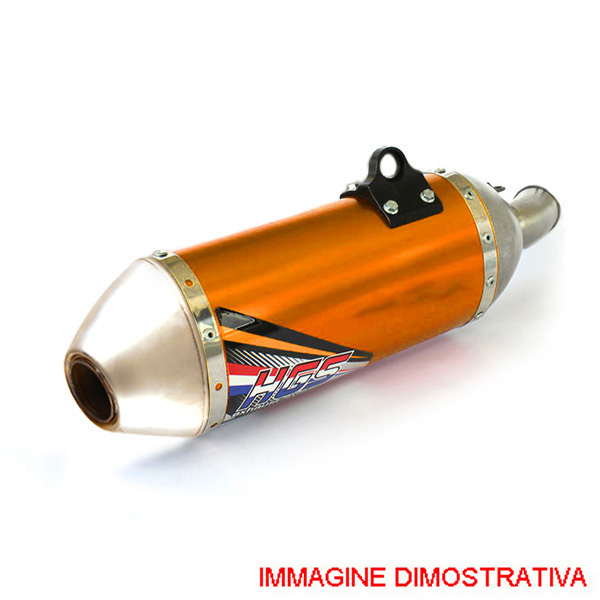 Silenziatore HGS per collettori originali HGS in alluminio arancio con fondello in acciaio per KTM EXC-F 450/501 2017-2019