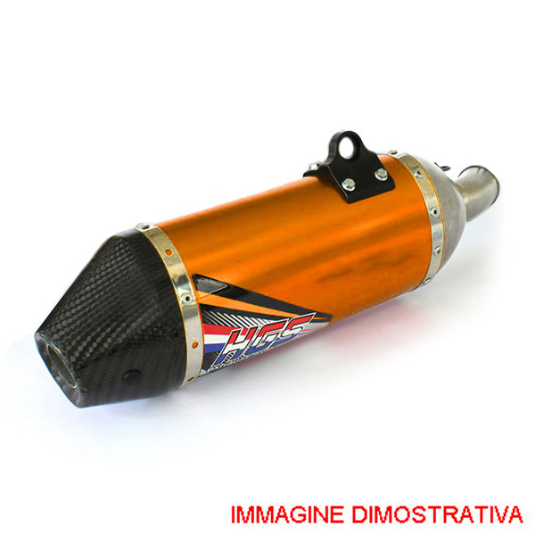 Silenziatore HGS per collettori originali HGS in alluminio arancio con fondello in carbonio per KTM SXF 450 2016-2018