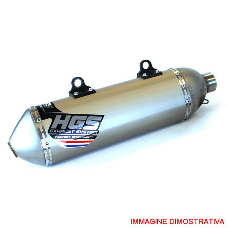 Silenziatore HGS per collettori originali HGS in alluminio grigio con fondello in acciaio per KTM SXF 450 2011-2012