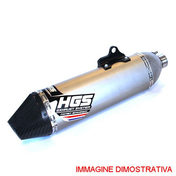 Silenziatore HGS per collettori originali HGS in alluminio grigio con fondello in carbonio per KTM SXF 350 2013-2015