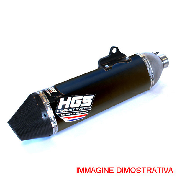 Silenziatore HGS per collettori originali HGS in alluminio nero con fondello in carbonio per KTM SXF 450 2016-2018