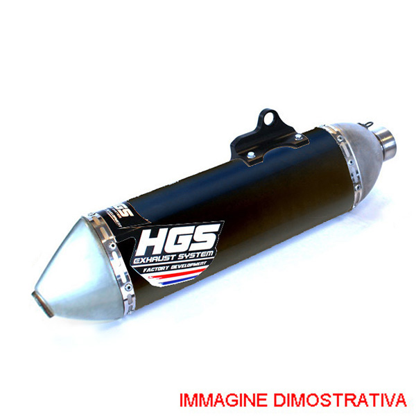 Silenziatore HGS per collettori originali HGS in alluminio nero con fondello in acciaio per KTM EXC-F 450/501 2017-2019