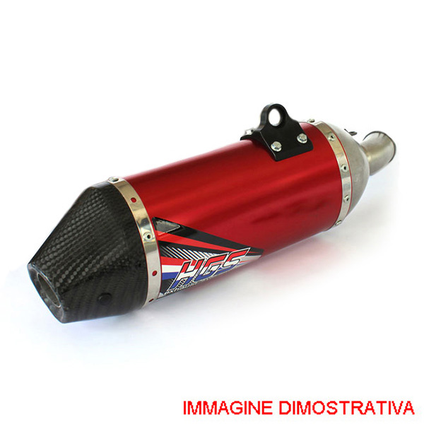 Silenziatore HGS per collettori originali HGS in alluminio rosso con fondello in carbonio per KTM SXF 450 2016-2018